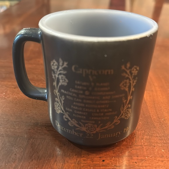 Capricorn Zodiac Horoscope Vintage Glasbake Glass Milk Glass Coffee Mug Black - Picture 3 of 5